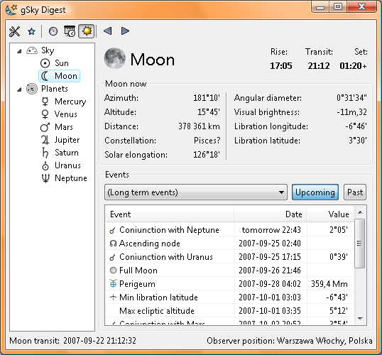 gSky Digest Moon data panel